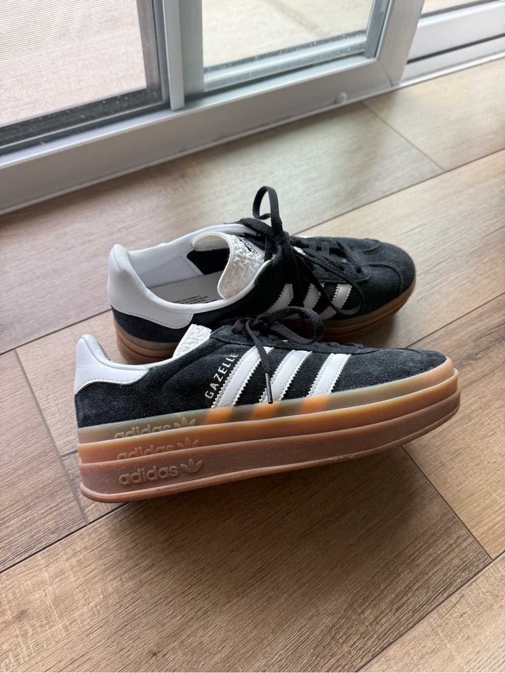 Adidas Women's Gazelle Platform Sneakers - Black/White with Gum